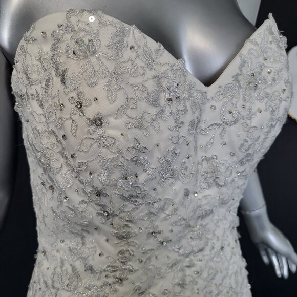 NWT~$1599~DA VINCI~SZ 6~IVORY STRAPLESS EMBELLISHED BALL GOWN WEDDING DRESS - Picture 8 of 16